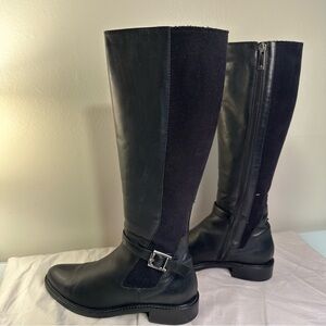 Aquatalia Gemma Black Tall Italian Leather Boots